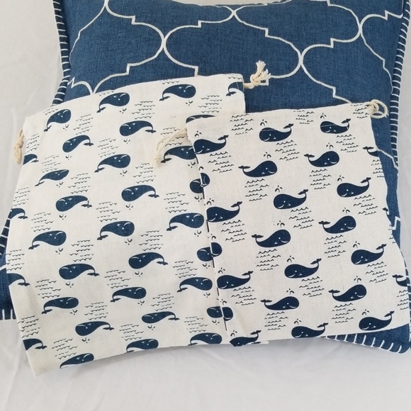 NEW BUNDLE Drawstring Bag Set of 2 Whales Small and XS - Picture 2 of 7